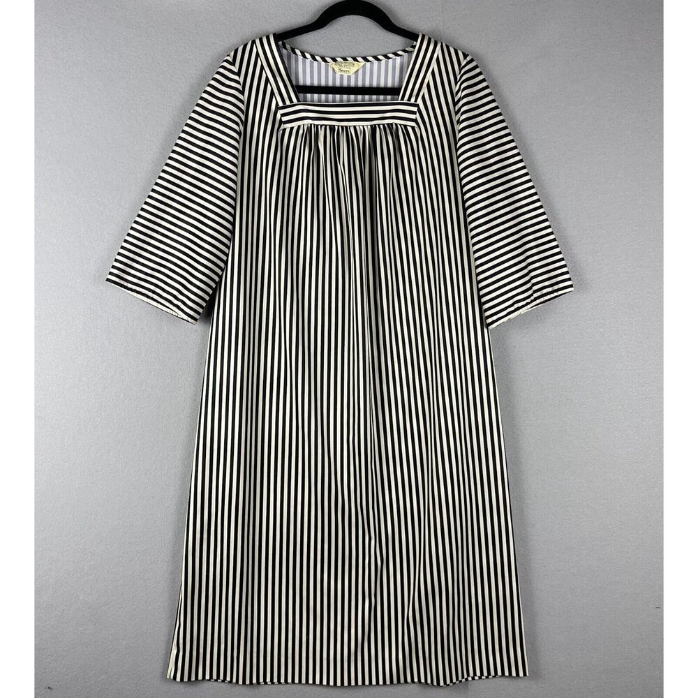 Sears Black and White Striped Midi Dress